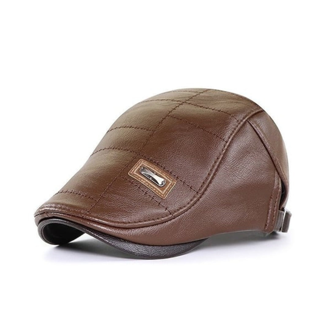 Vintage Læderbaret – Klassisk Herrestil Baretter Tech Butik Lysbrun
