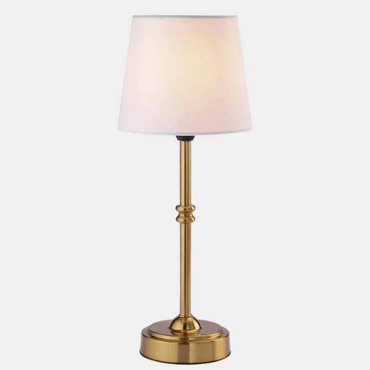 Retro Trådløs Bordlampe med Justerbar Lysstyrke Bærbar LED Belysning til Indendørs & Udendørs Brug Bordlamper Tech Butik Guld Stof