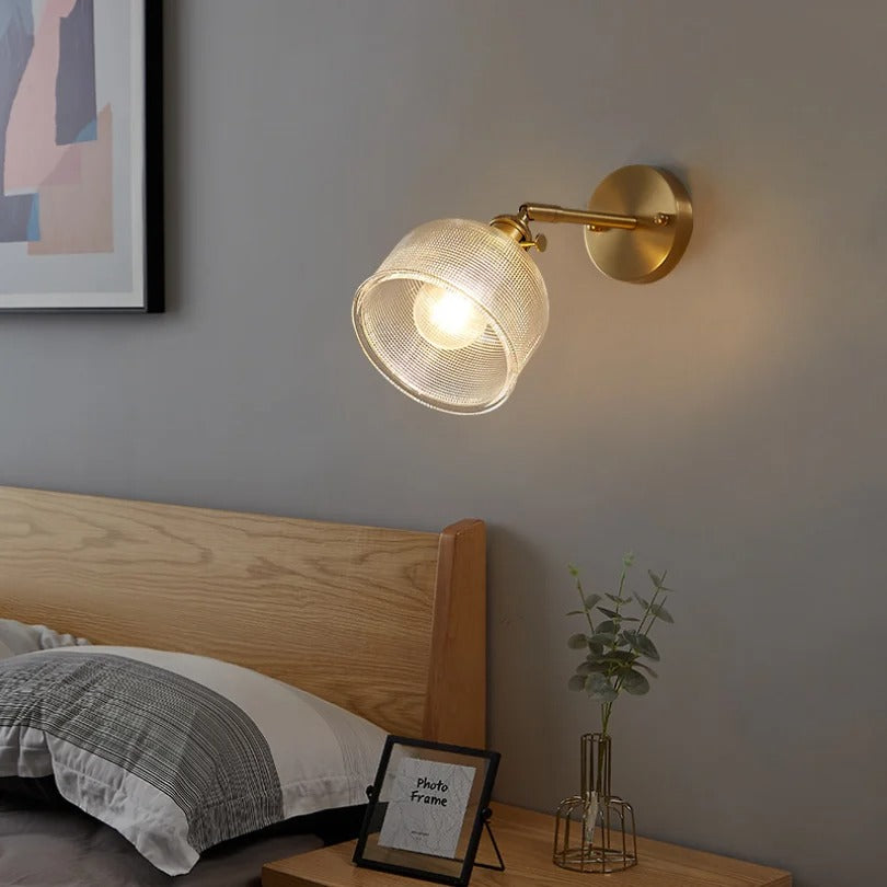 Ribbet Glas Væglampe med Justerbart Hoved Væglamper Tech Butik