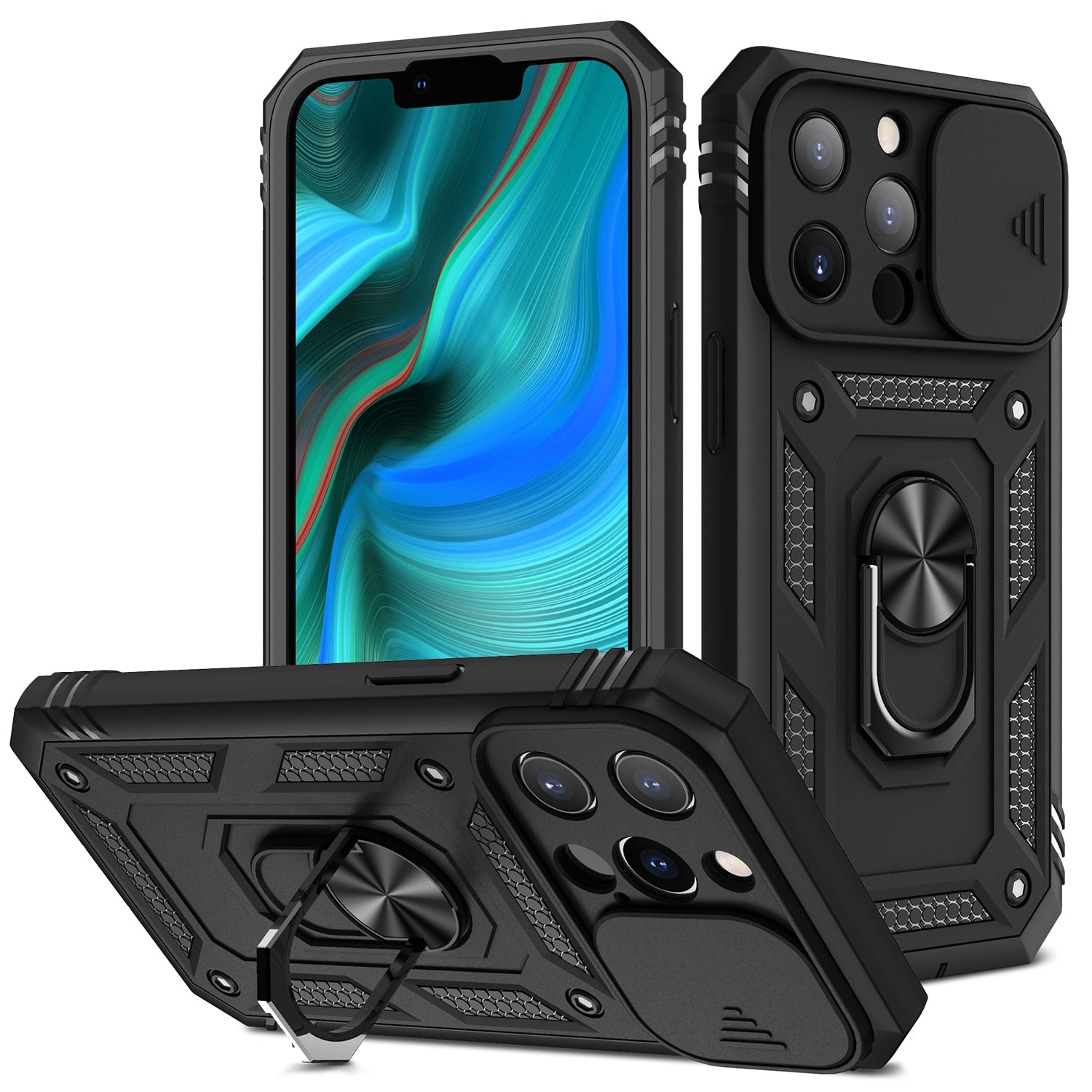 Robust Militærklasse Armor iPhone Cover – 360° Beskyttelse, Stødsikkert & MagSafe Mobiltelefoncovers Tech Butik iPhone 17 Pro Sort