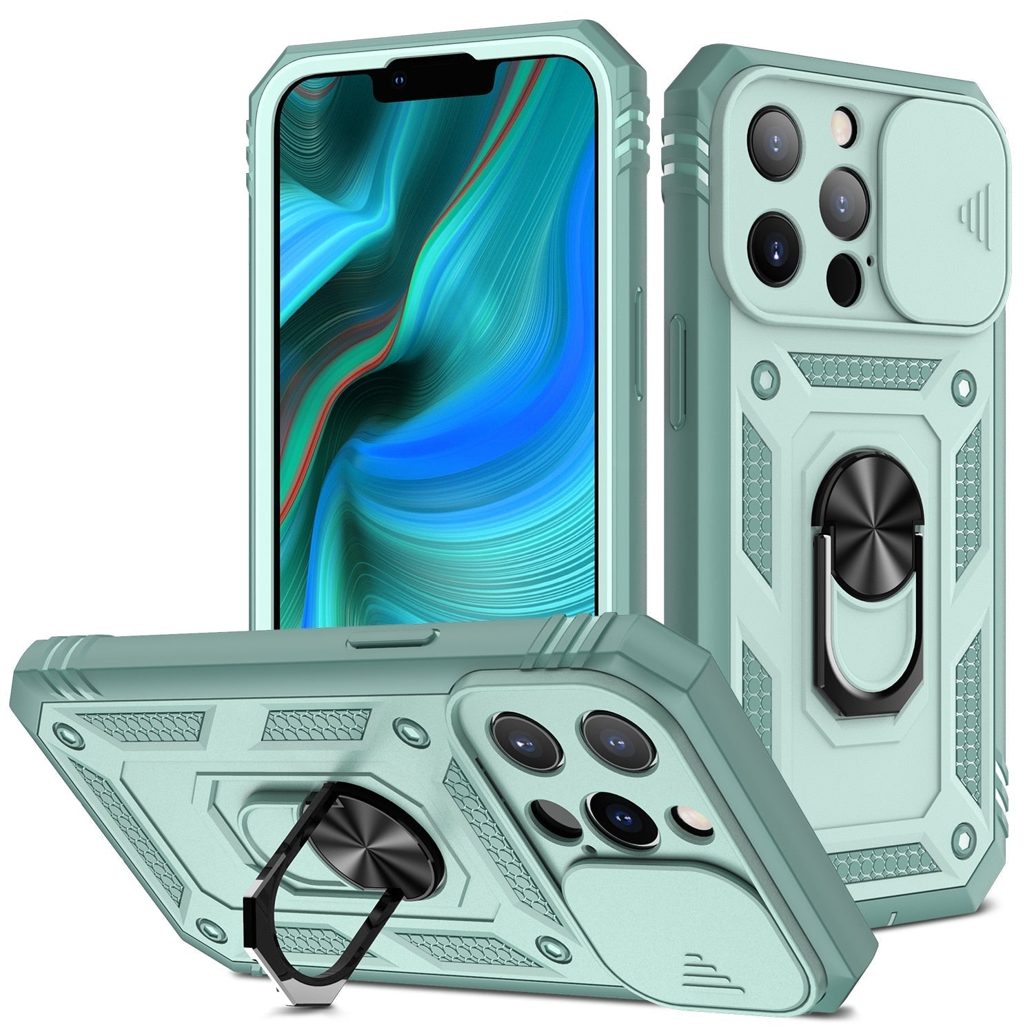 Robust Militærklasse Armor iPhone Cover – 360° Beskyttelse, Stødsikkert & MagSafe Mobiltelefoncovers Tech Butik iPhone 17 Pro Max Grøn