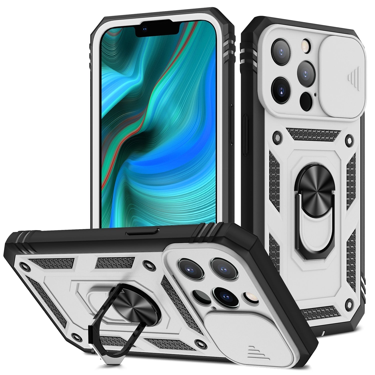 Robust Militærklasse Armor iPhone Cover – 360° Beskyttelse, Stødsikkert & MagSafe Mobiltelefoncovers Tech Butik iPhone 17 Pro Max Hvid