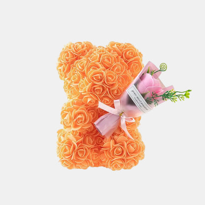 Romantisk Teddybjørn med Blomst – Krammevenlig Gave til Kæresten Fyldte dyr og bløde legetøj Tech Butik Orange