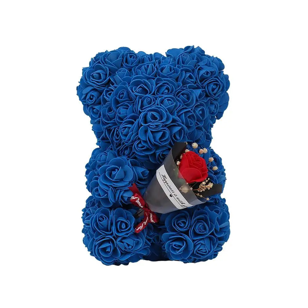 Romantisk Teddybjørn med Blomst – Krammevenlig Gave til Kæresten Fyldte dyr og bløde legetøj Tech Butik Mørkeblå