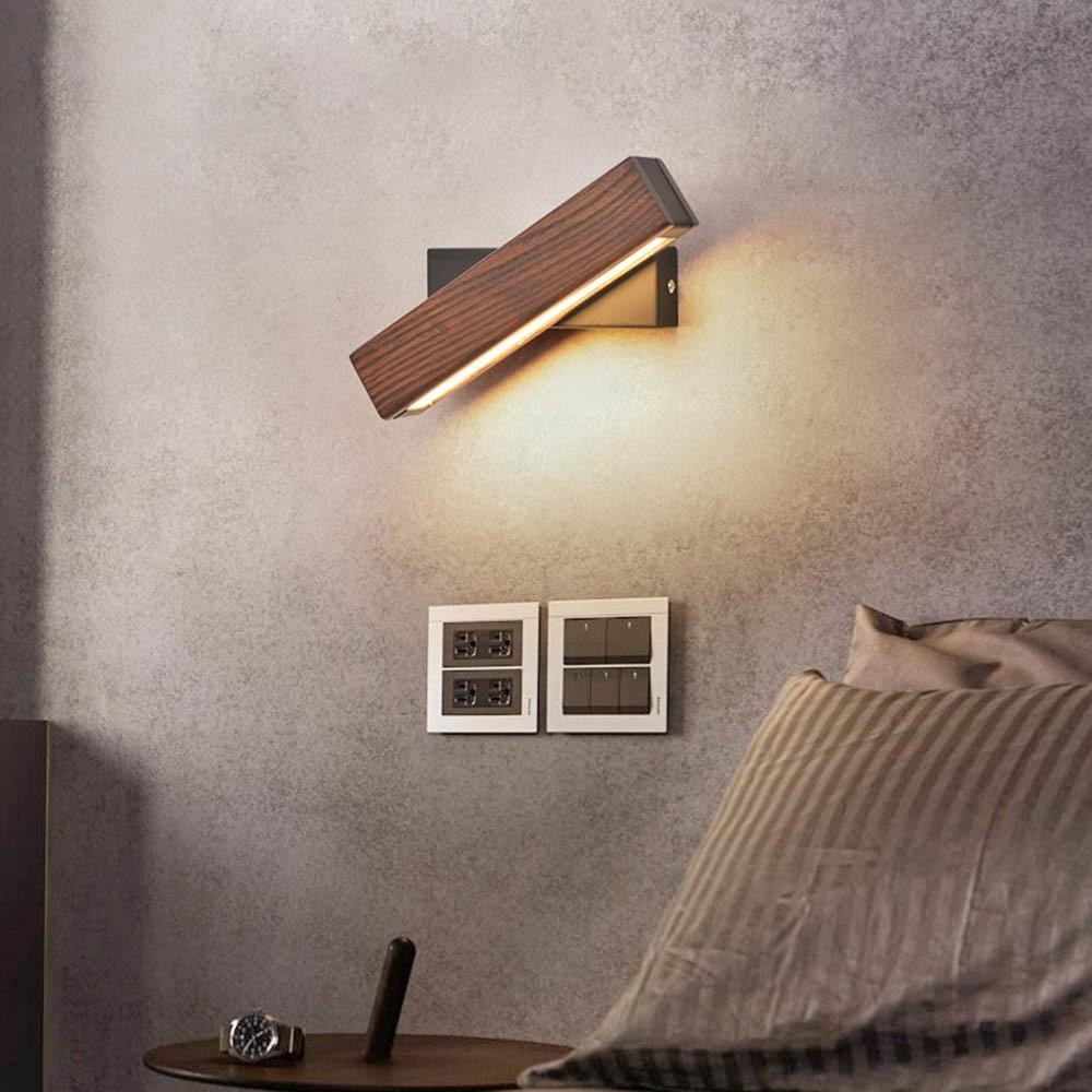 Roterbar LED væglampe i træ til stilfuld hjemmebelysning Væglamper Tech Butik