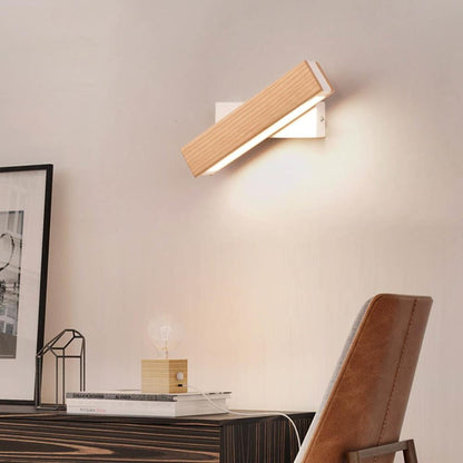 Roterbar LED væglampe i træ til stilfuld hjemmebelysning Væglamper Tech Butik Lyst træ Lille - 21 x 5 cm