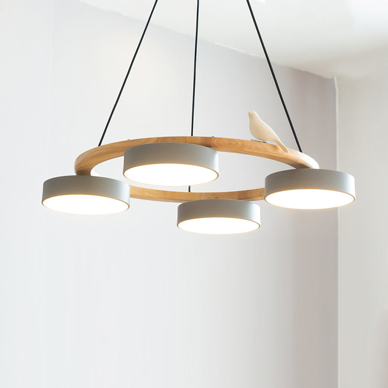 Rund Fugl Lysekrone med Naturinspireret Design lampe Tech Butik 4 Hoveder ∅ 65 cm x H 14 cm Grå Varmt Lys