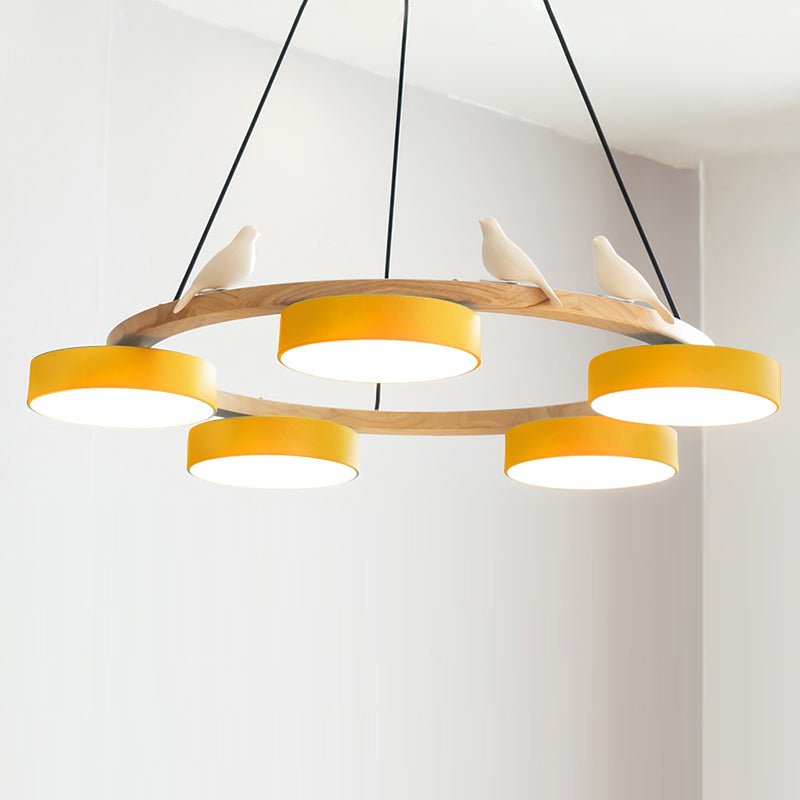 Rund Fugl Lysekrone med Naturinspireret Design lampe Tech Butik 5 Hoveder ∅ 72 cm x H 14 cm Gul Varmt Lys