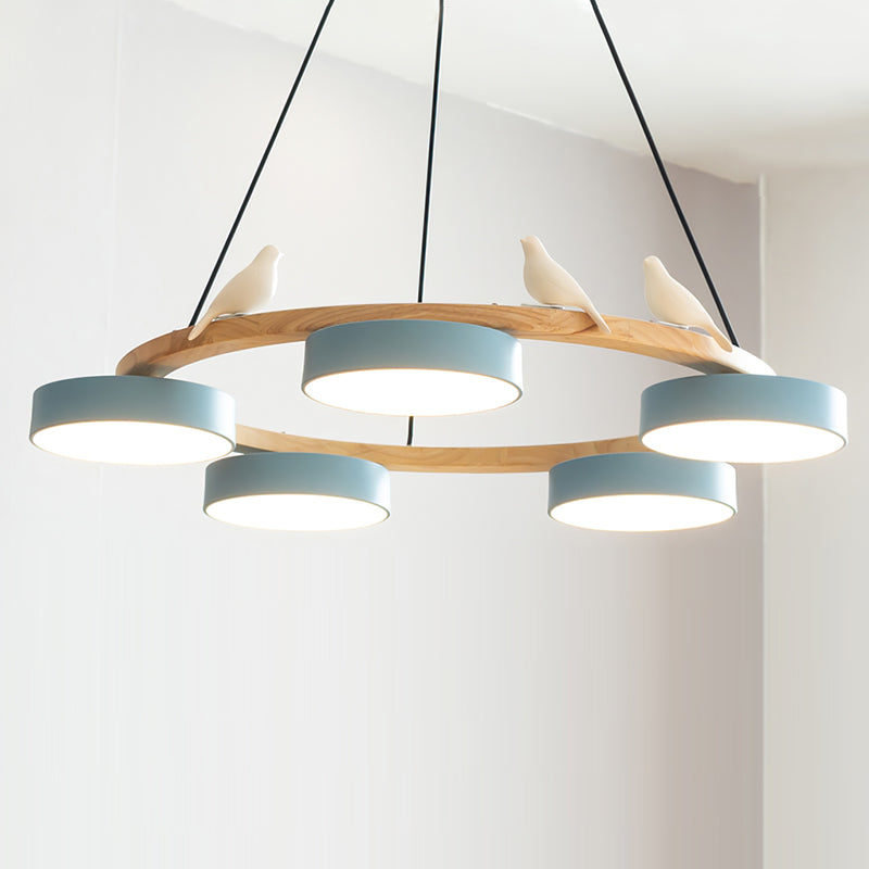 Rund Fugl Lysekrone med Naturinspireret Design lampe Tech Butik 5 Hoveder ∅ 72 cm x H 14 cm Blå Varmt Lys