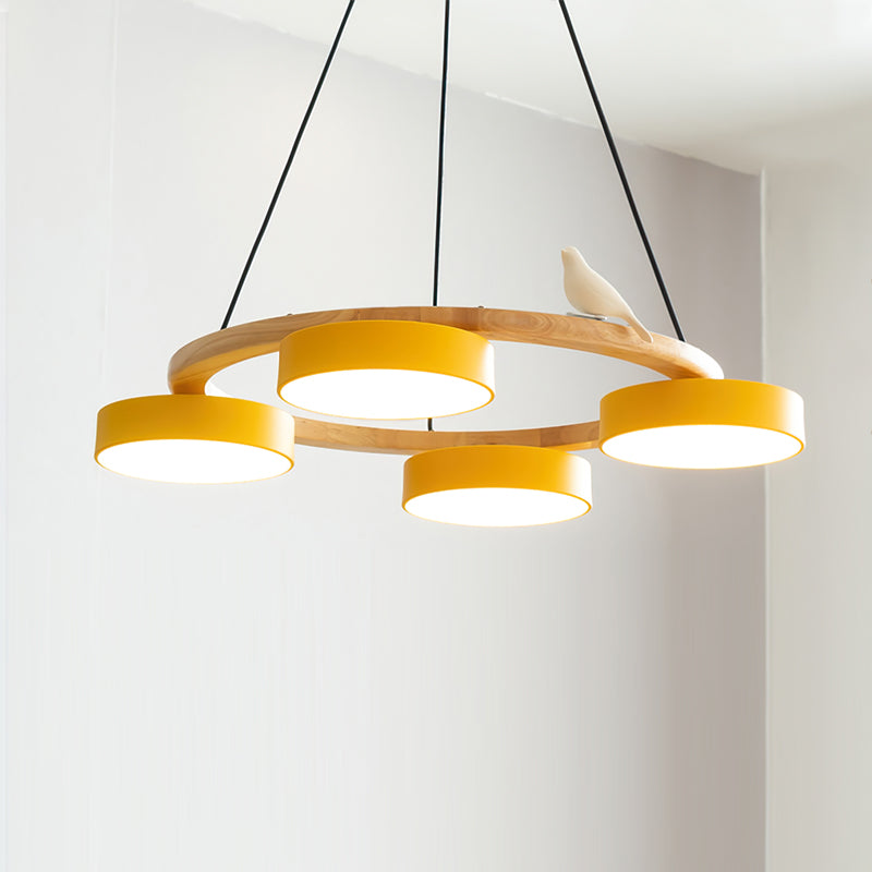 Rund Fugl Lysekrone med Naturinspireret Design lampe Tech Butik 4 Hoveder ∅ 65 cm x H 14 cm Gul Varmt Lys