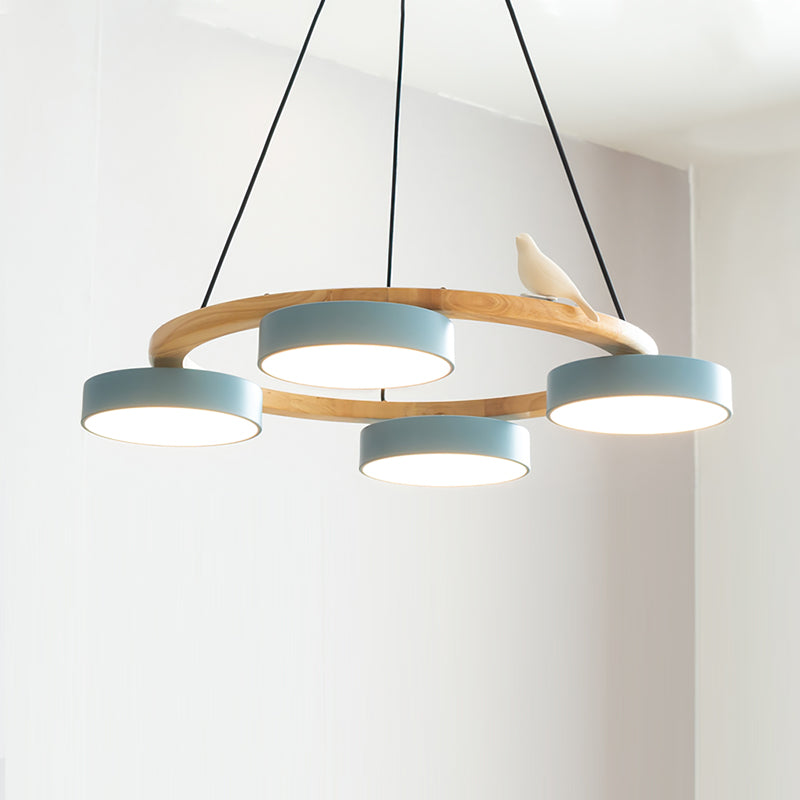Rund Fugl Lysekrone med Naturinspireret Design lampe Tech Butik 4 Hoveder ∅ 65 cm x H 14 cm Blå Varmt Lys