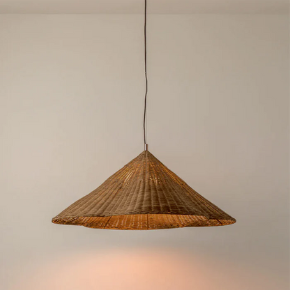 Hængelampe i Rustikt Flettet Rattan – Loftlampe Belysning Tech Butik