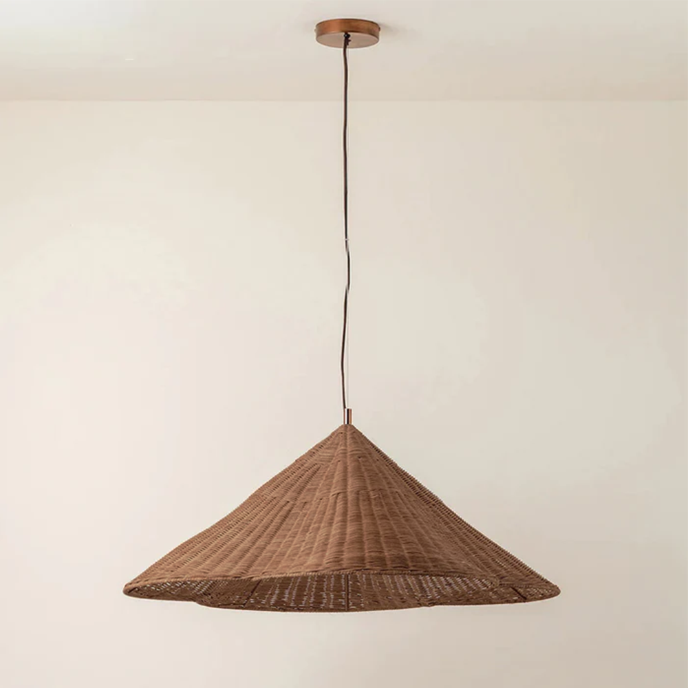 Hængelampe i Rustikt Flettet Rattan – Loftlampe Belysning Tech Butik
