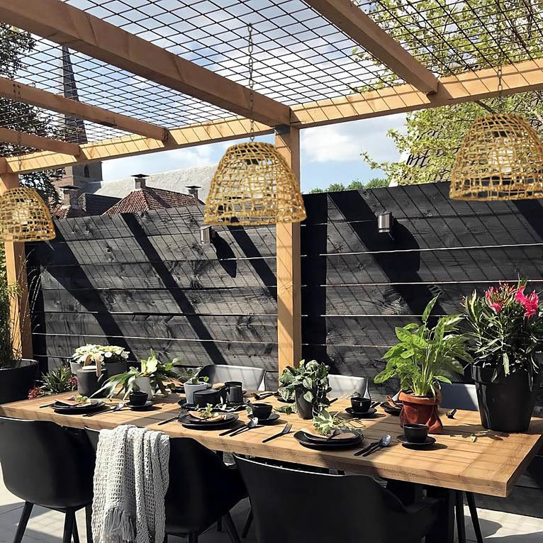 Rustik Solarlampe til Udendørs Brug - Håndvævet Rattan og Jern, IP65 Hængende lampe Tech Butik