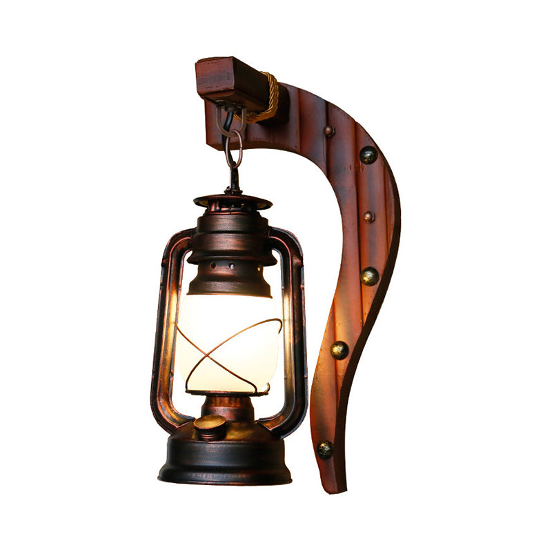 Rustik Opalglas Væglampe – Antik Kobber Sconce med Petroleum-Style Design Væglamper Tech Butik