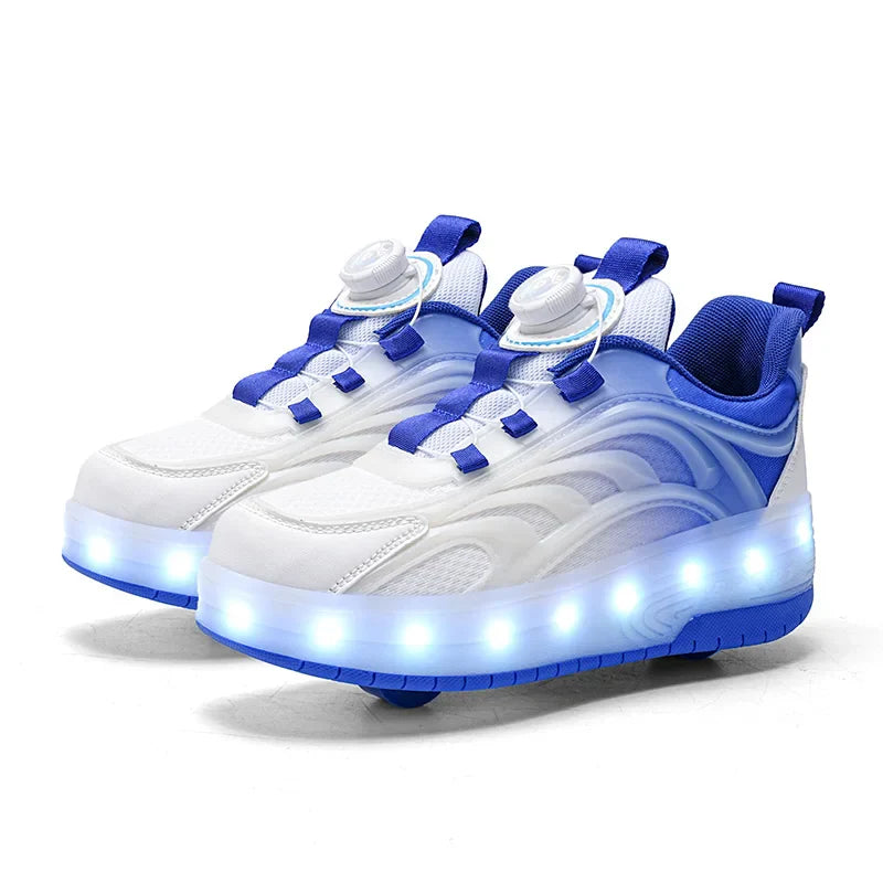 LED Roller Skate Sko til Børn – Skate Sko med Lys, USB-Opladelige Hjul og Komfortabel Pasform LED Licht Roller Skate Schoenen voor Kinderen – Verlichte Sneakers voor Jongens en Meisjes met USB Oplaadbare Wielen Tech Butik Blå 29