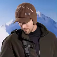 Strikket hue med øreklapper og skygge – Varm og Komfortabel til Vinterbrug Winter Hats Tech Butik