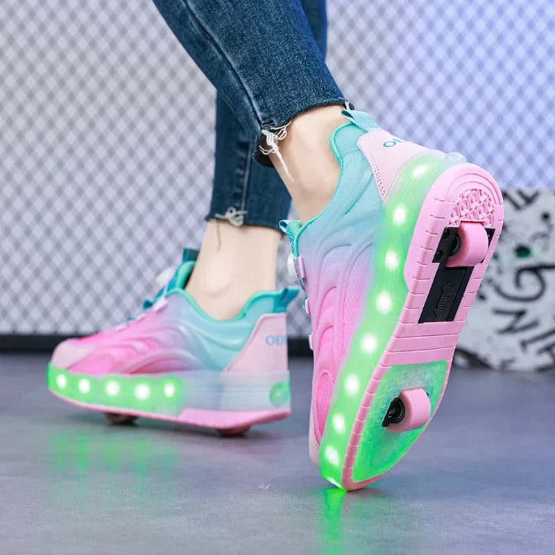 LED Roller Skate Sko til Børn – Skate Sko med Lys, USB-Opladelige Hjul og Komfortabel Pasform LED Licht Roller Skate Schoenen voor Kinderen – Verlichte Sneakers voor Jongens en Meisjes met USB Oplaadbare Wielen Tech Butik