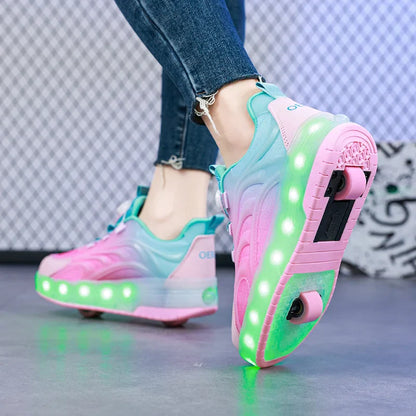 LED Roller Skate Sko til Børn – Skate Sko med Lys, USB-Opladelige Hjul og Komfortabel Pasform LED Licht Roller Skate Schoenen voor Kinderen – Verlichte Sneakers voor Jongens en Meisjes met USB Oplaadbare Wielen Tech Butik