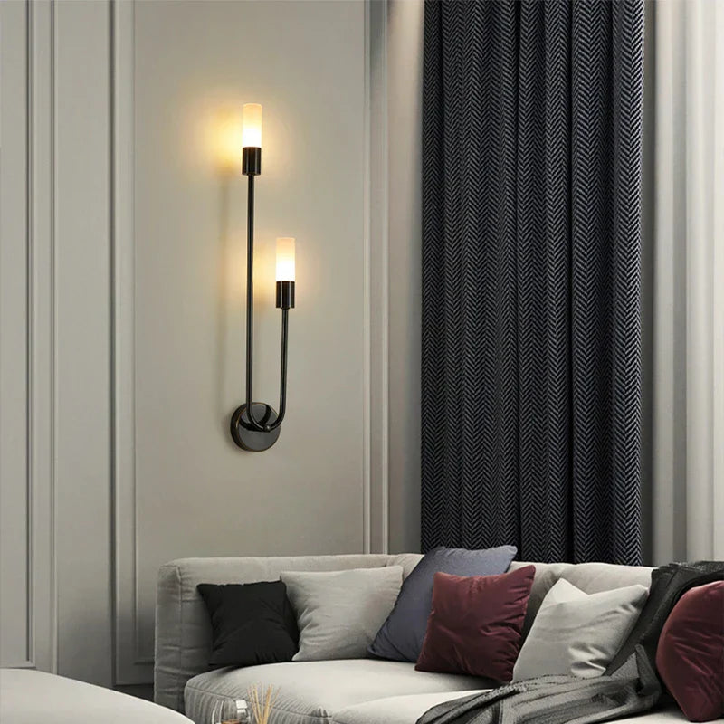 Minimalistisk Guld-Sort Væglampe – Stilfuldt Indendørs Accentlys Lamps & Lighting Tech Butik