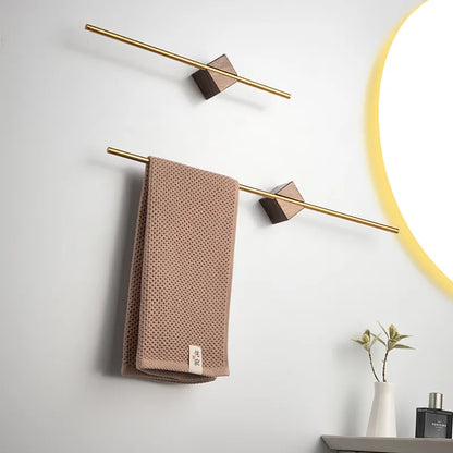 Skydehåndklædeholder i Rig Mahogni – Holdbar og Elegant Badeværelsesopbevaring Bath Organizers Tech Butik Børstet guld Lille (håndklæde) - 40cm