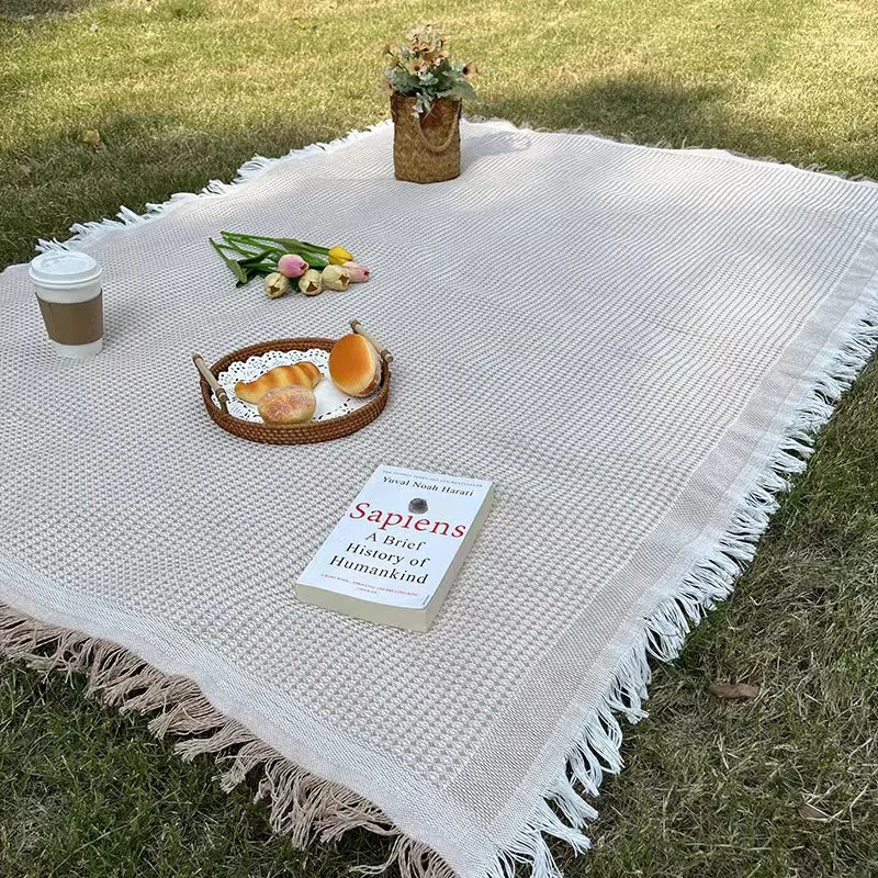 Boho Picnicmåtte med Kvast – Alsidig, Let og Stilfuld Picnicmåtte Picnic Blanket Tech Butik
