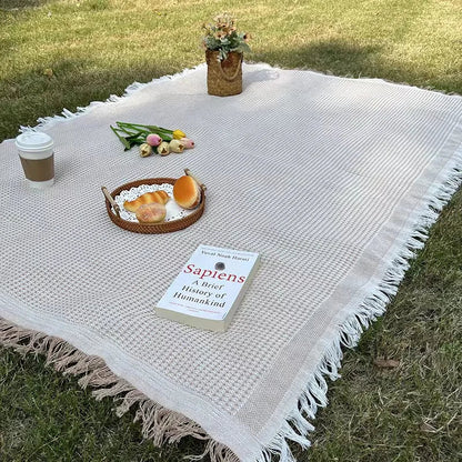 Boho Picnicmåtte med Kvast – Alsidig, Let og Stilfuld Picnicmåtte Picnic Blanket Tech Butik