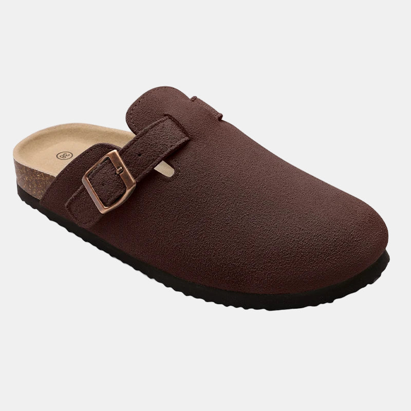 Mørkebrune Ruskind Pantoletter med Fodhvelv Support til Damer Kvinders sko Tech Butik