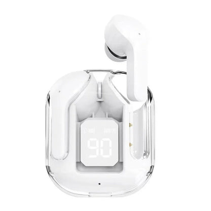 T2 Trådløse Bluetooth Øretelefoner – Transparent Design & HiFi Lyd Earphone Tech Butik Hvid
