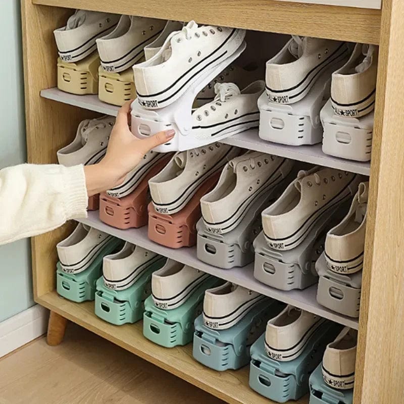 Justerbar Dobbeltlags Skoreol – Pladsbesparende Stabelbar Organizer Storage & Organization Tech Butik