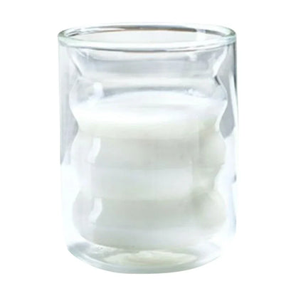 Bølgedesign Dobbelvæg Glas Krus – Gennemsigtigt, Varmeresistent & Isoleret kitchen accessory Tech Butik Hvid 300ml