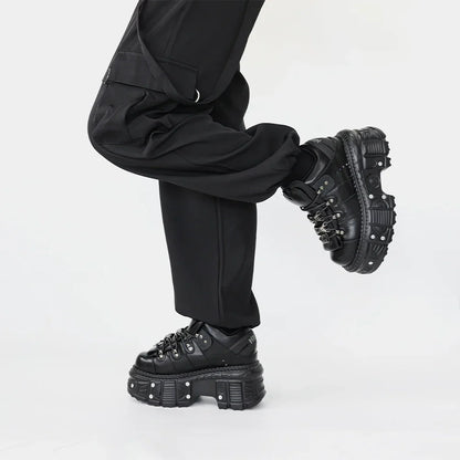 Damesko med Snørebånd – Modige Punk-Platforms med Kantet Stil Shoes Tech Butik