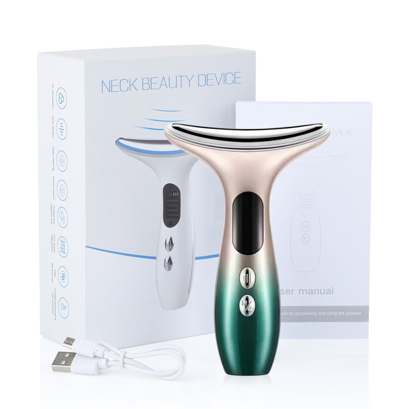 Anti-Aging Ansigts- og Nakkemassager – Mikrostrøm med LED-Lysterapi Beauty Tech Butik Grøn
