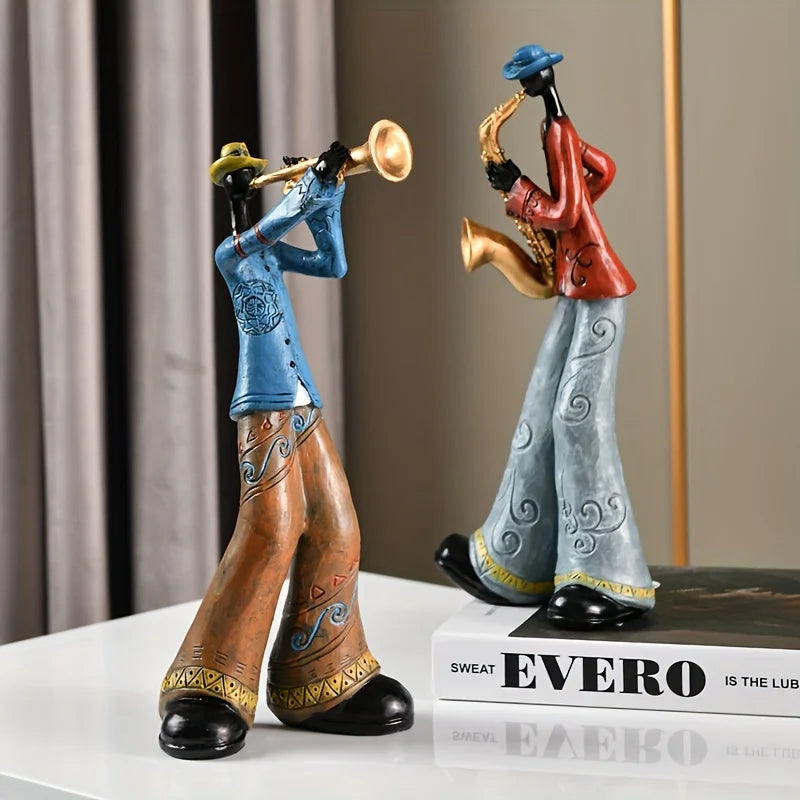 Resin Musikskulptur – Vintage Jazz Band Statue til Hjem & Kontor Sculptures & Figurines Tech Butik