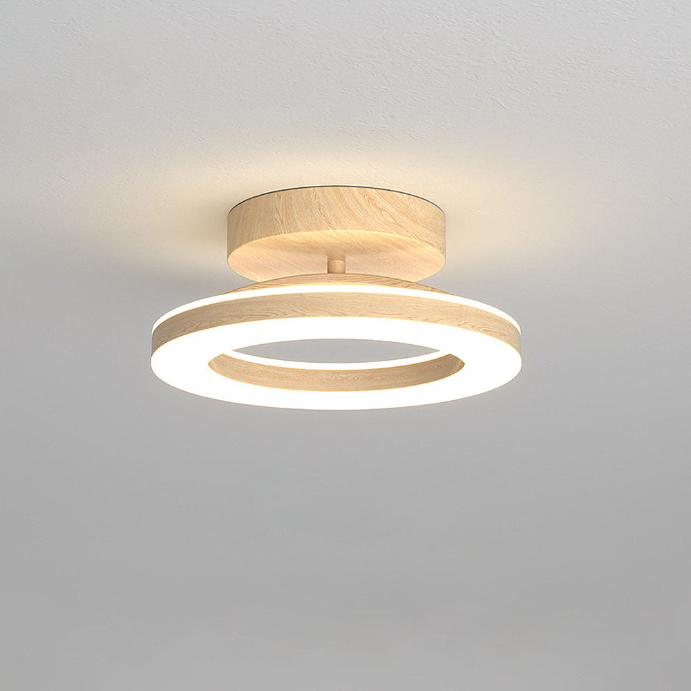 Elegant Rund LED Loftlampe – Slank Belysning til Din Entré Ceiling Light Tech Butik Træ D20x H13cm Varmt Lys