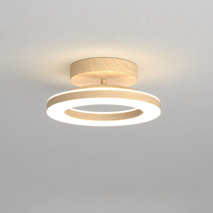 Elegant Rund LED Loftlampe – Slank Belysning til Din Entré Ceiling Light Tech Butik Træ D20x H13cm Varmt Lys