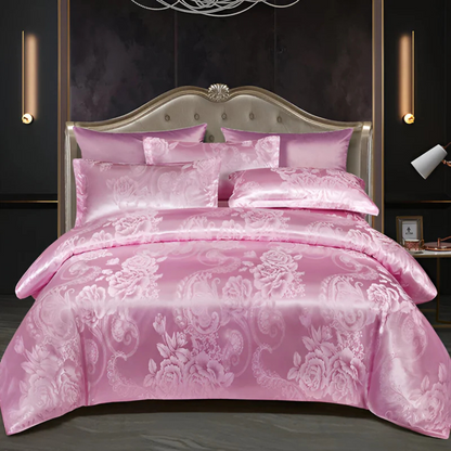 Satin Chic Blomsterprint Dynebetrækssæt for Luksuriøs Soveværelseskomfort & Stil Sengetøj Tech Butik Rosa 150 x 200 cm
