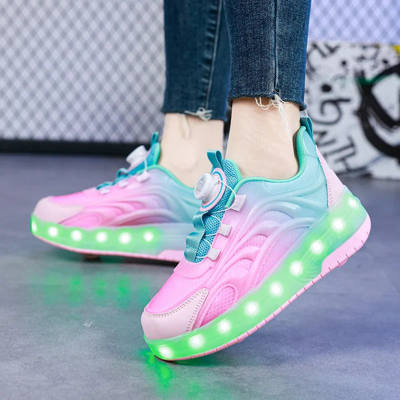 LED Roller Skate Sko til Børn – Skate Sko med Lys, USB-Opladelige Hjul og Komfortabel Pasform LED Licht Roller Skate Schoenen voor Kinderen – Verlichte Sneakers voor Jongens en Meisjes met USB Oplaadbare Wielen Tech Butik