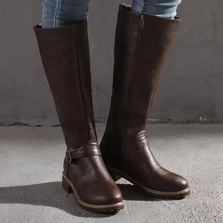 Dames Premium Ortopædiske Læderstøvler – Stilfuld Støtte og Varig Komfort Women Boots Tech Butik Mørk Brun 35