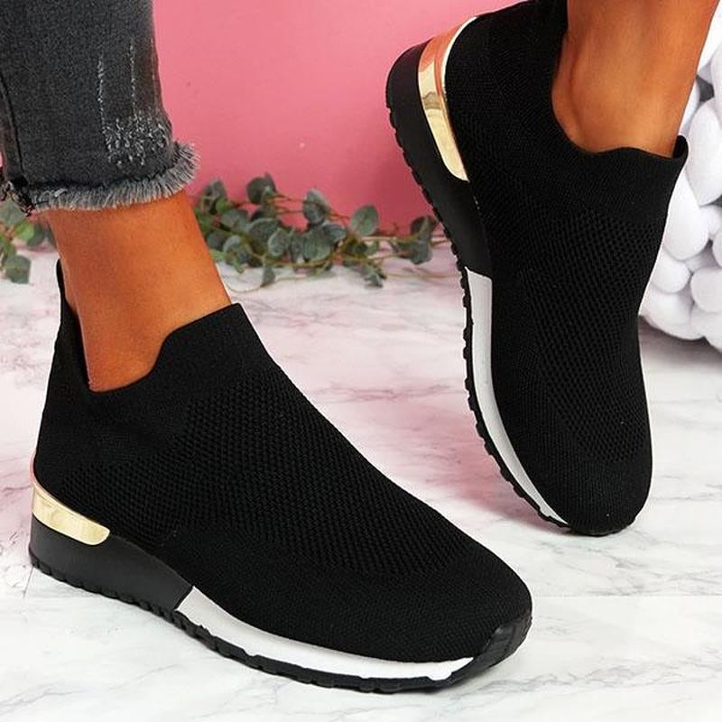 Casual Fleksible Slip-on Sneakers – Strækbar Pasform & åndbart Design Shoes Tech Butik Sort 35