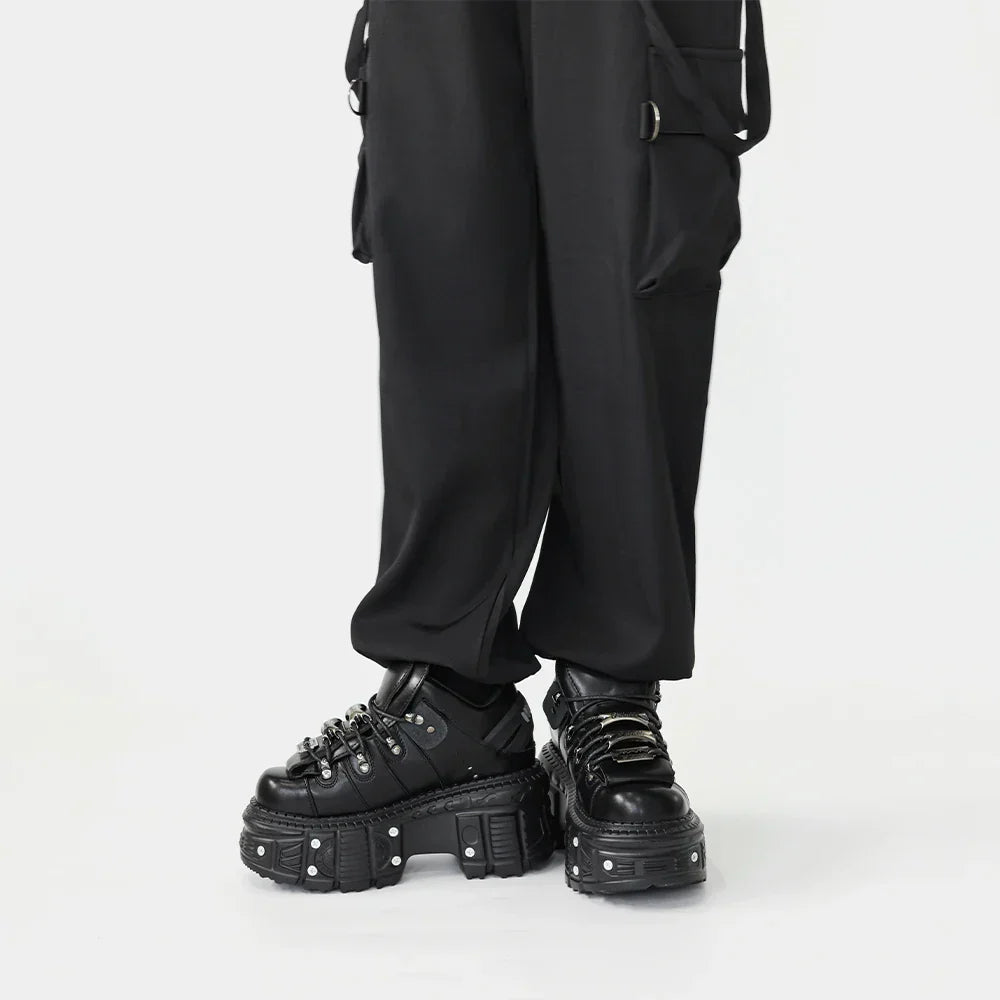 Damesko med Snørebånd – Modige Punk-Platforms med Kantet Stil Shoes Tech Butik