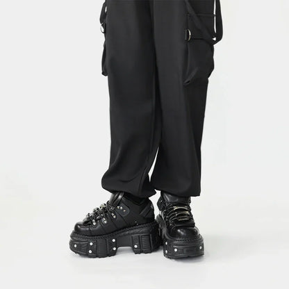 Damesko med Snørebånd – Modige Punk-Platforms med Kantet Stil Shoes Tech Butik