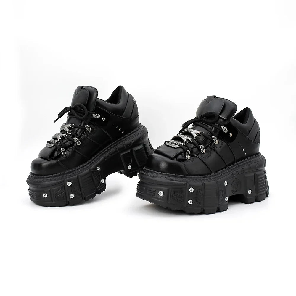 Damesko med Snørebånd – Modige Punk-Platforms med Kantet Stil Shoes Tech Butik