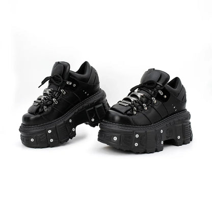 Damesko med Snørebånd – Modige Punk-Platforms med Kantet Stil Shoes Tech Butik