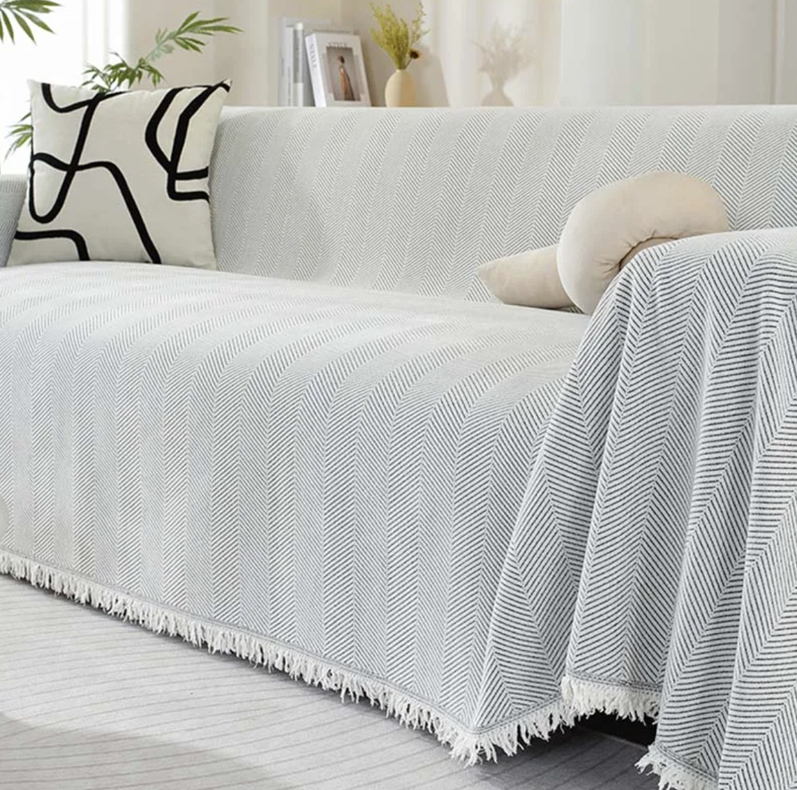Elegant Chenille Sofabetræk – Blød Følelse med Stilfulde Frynser Sofa Covers Tech Butik