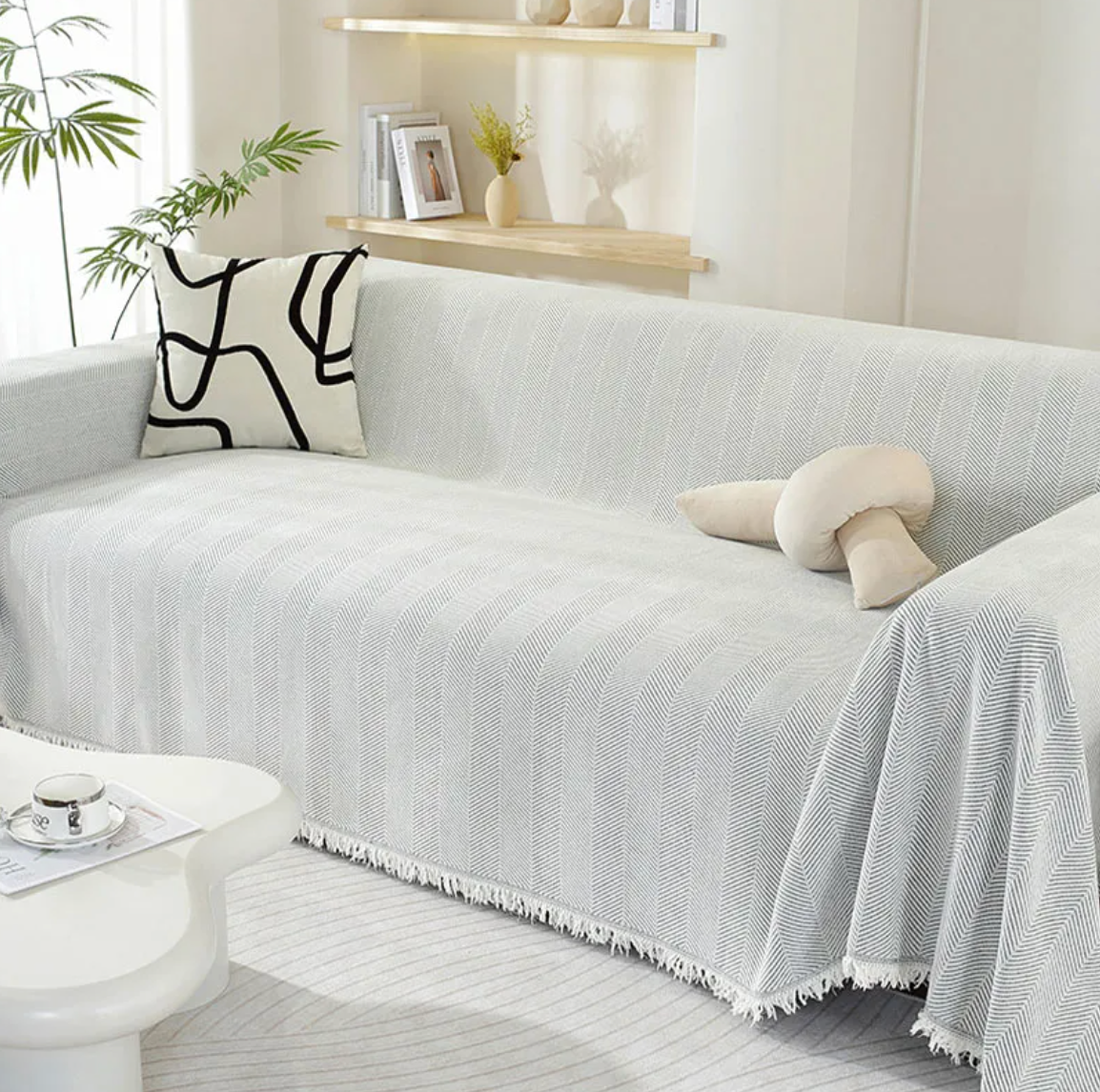 Elegant Chenille Sofabetræk – Blød Følelse med Stilfulde Frynser Sofa Covers Tech Butik