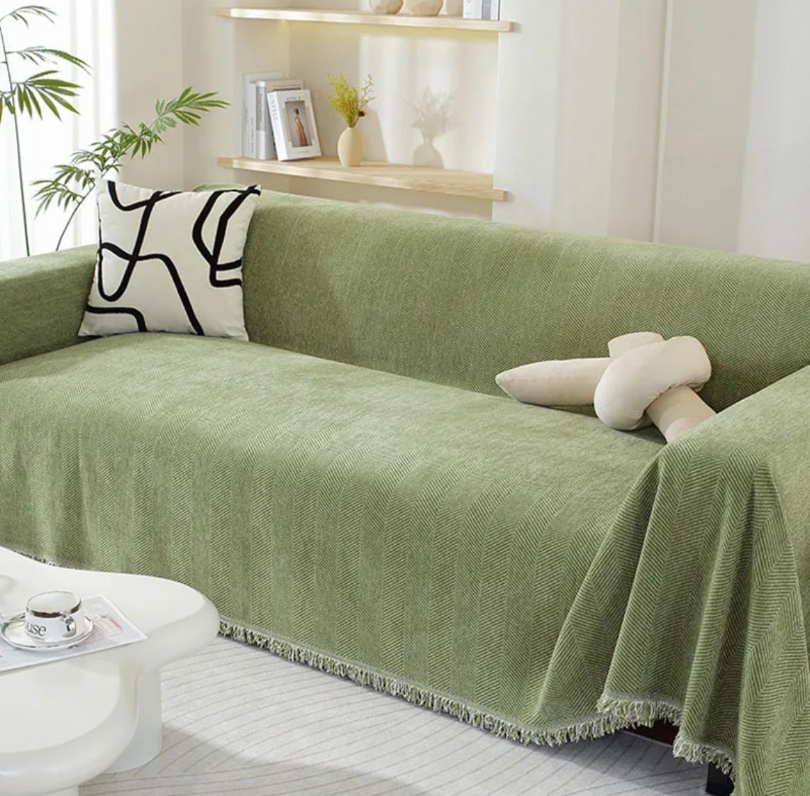 Elegant Chenille Sofabetræk – Blød Følelse med Stilfulde Frynser Sofa Covers Tech Butik