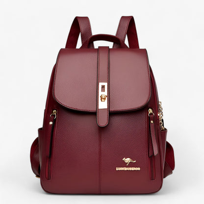 Dame Rygsæk i Læder – Elegant Hverdagsbæretaske med Moderne Design Bags Tech Butik Rød