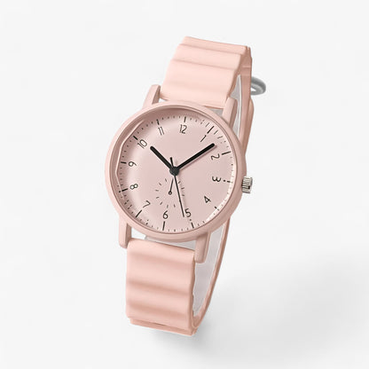 Farverigt Quartz Ur – Stilfuld Silikonerem til Hverdags-elegance Tech Butik Lyserød