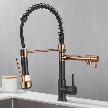 Køkkenarmatur med dobbelt tud – Stil møder funktion Faucet Tech Butik Rose guld sort